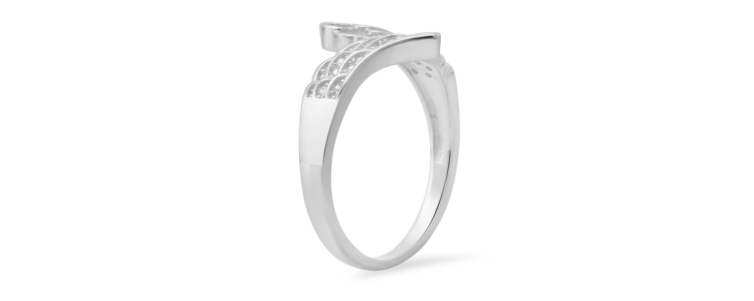 Lab Created Sterling Silver CZ Angel Wings Ring