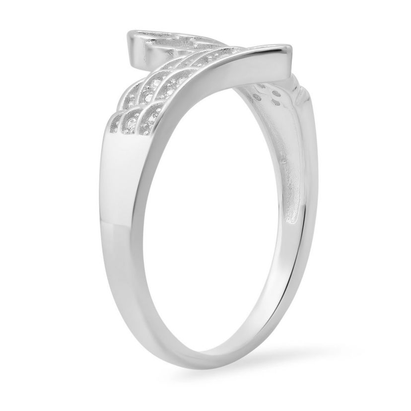 Lab Created Sterling Silver CZ Angel Wings Ring