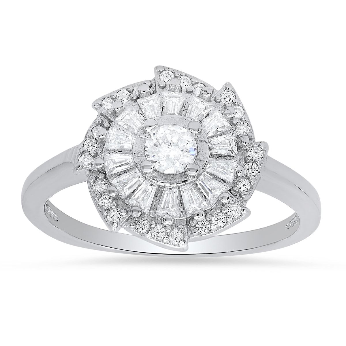Lab Created Sterling Silver Vintage CZ Swirl Ring