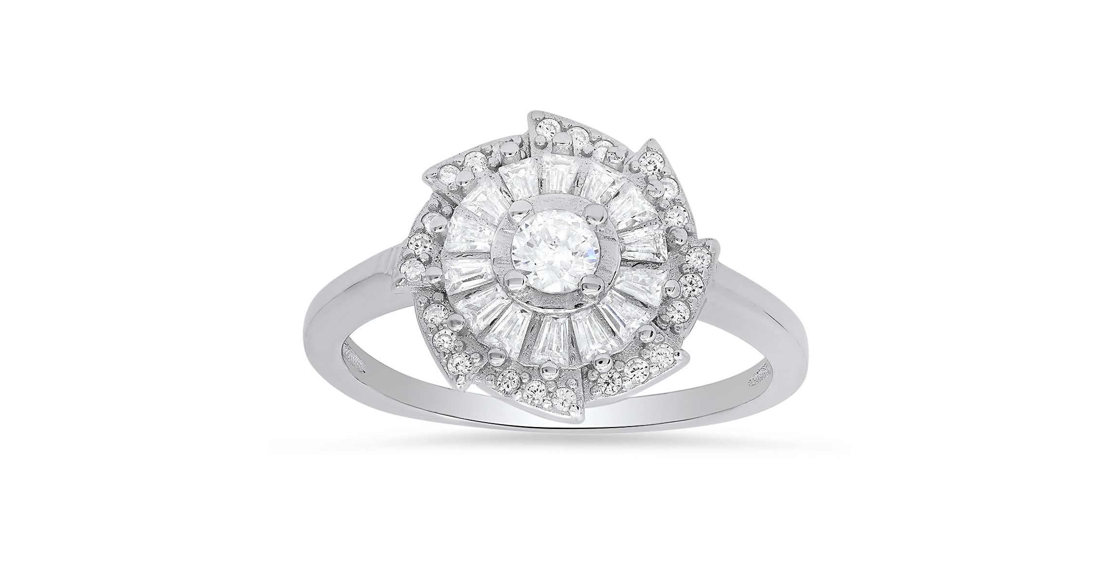 Lab Created Sterling Silver Vintage CZ Swirl Ring