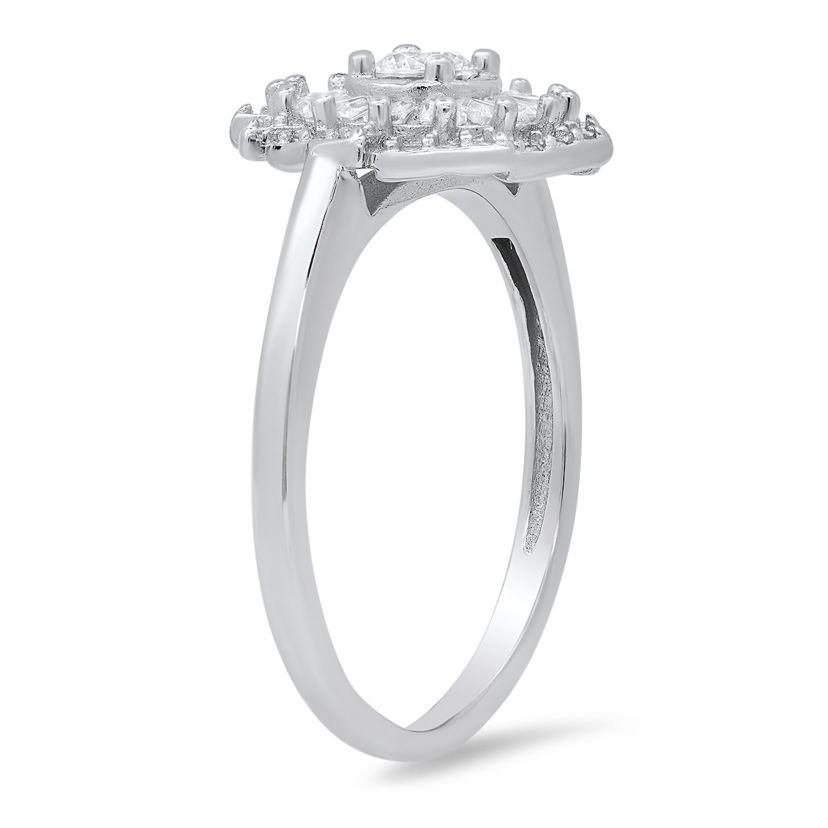 Lab Created Sterling Silver Vintage CZ Swirl Ring
