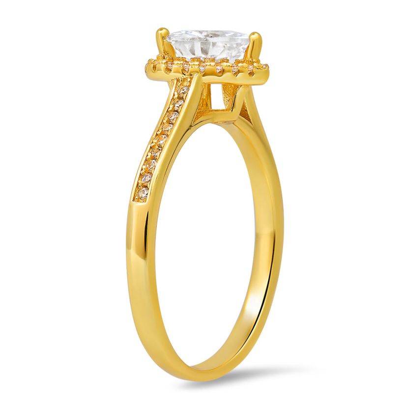 Lab Created Sterling Silver Heart-cut CZ Halo Ring