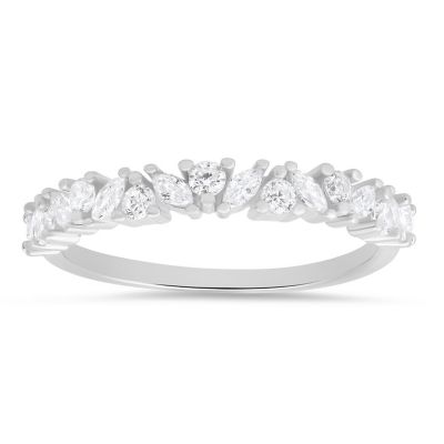 Kylie Harper Lab Created Sterling Silver Marquise-cut CZ Band Ring, 9