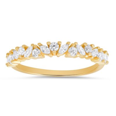 Kylie Harper Lab Created Sterling Silver Marquise-cut CZ Band Ring