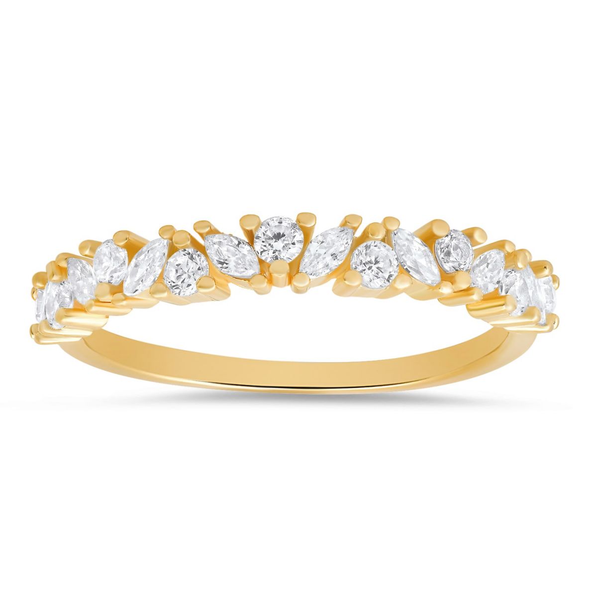 Lab Created Sterling Silver Marquise-cut CZ Band Ring