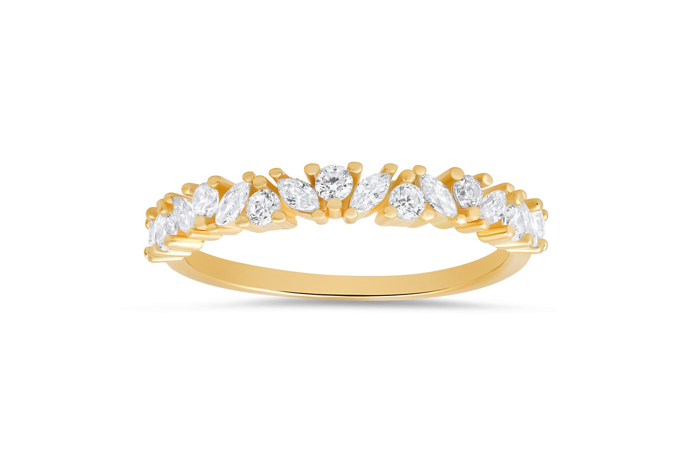 Lab Created Sterling Silver Marquise-cut CZ Band Ring