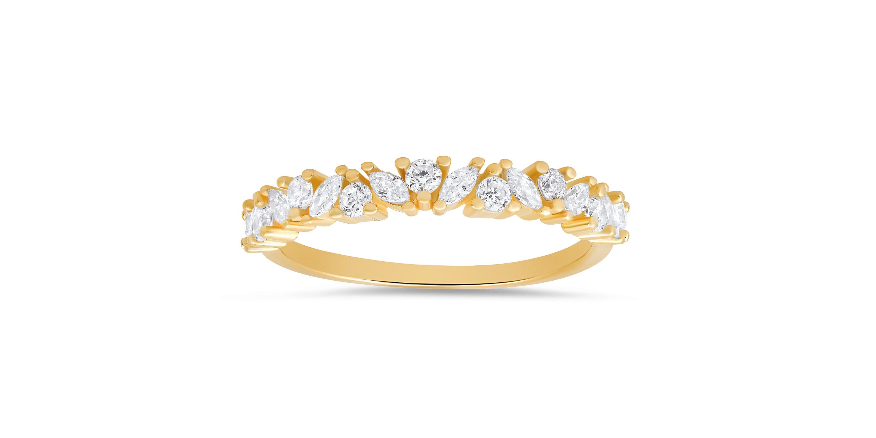 Lab Created Sterling Silver Marquise-cut CZ Band Ring