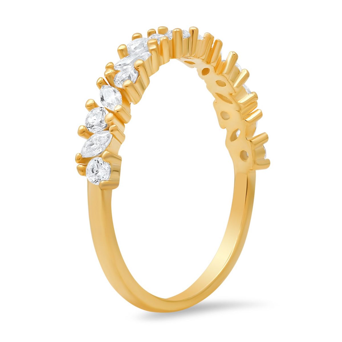 Lab Created Sterling Silver Marquise-cut CZ Band Ring