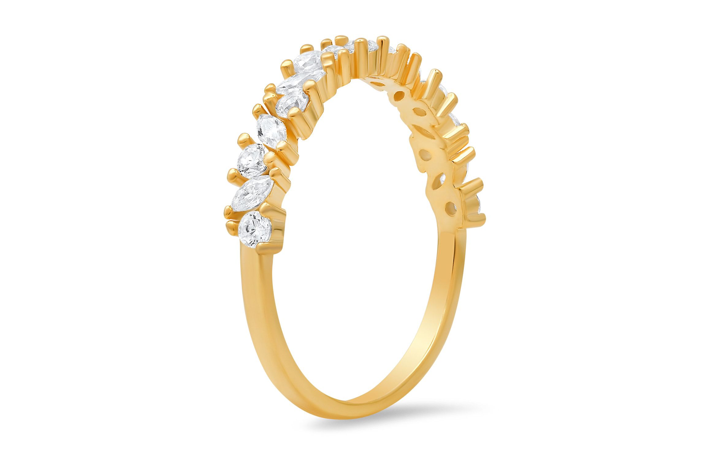 Lab Created Sterling Silver Marquise-cut CZ Band Ring