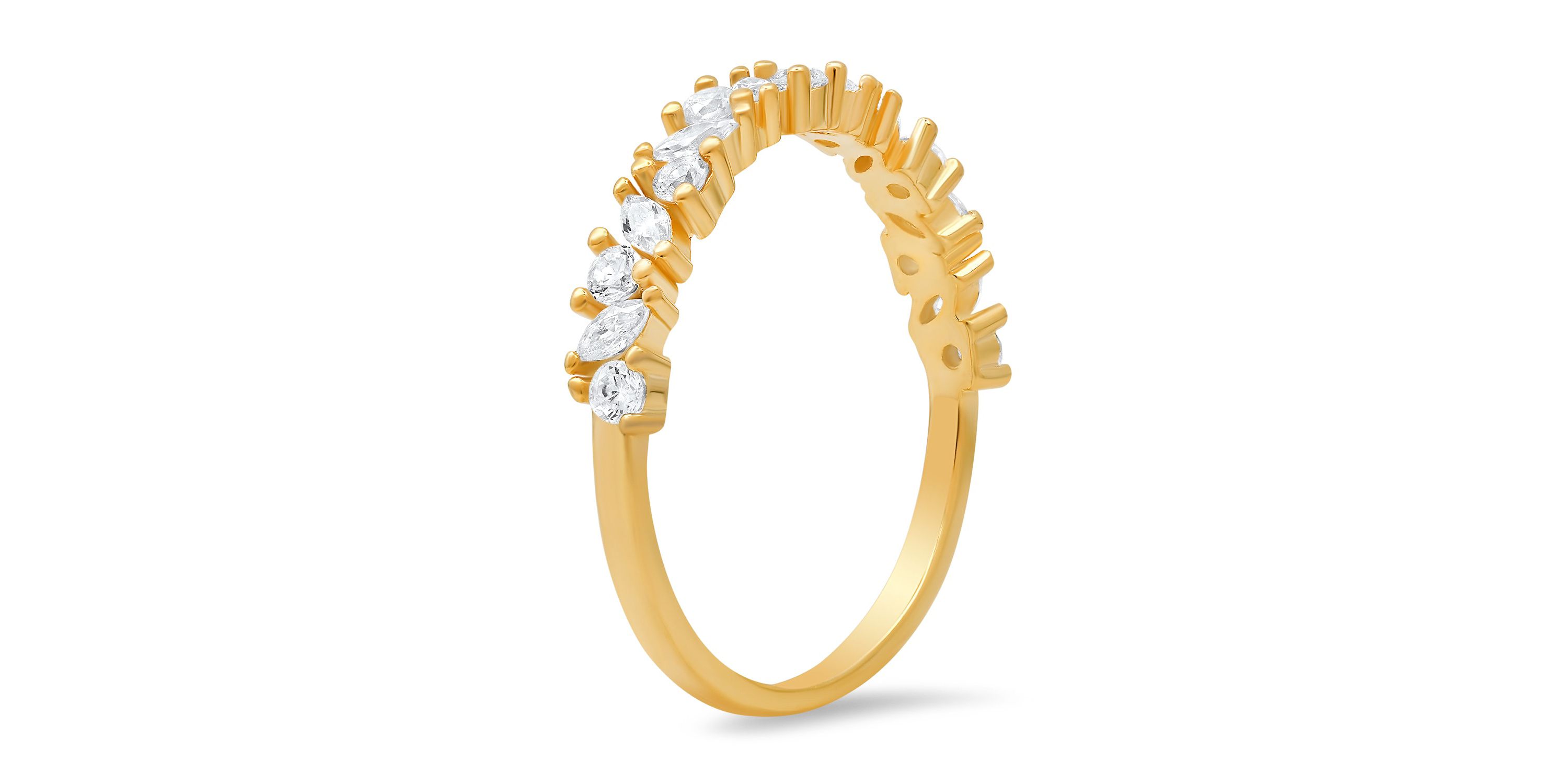 Lab Created Sterling Silver Marquise-cut CZ Band Ring