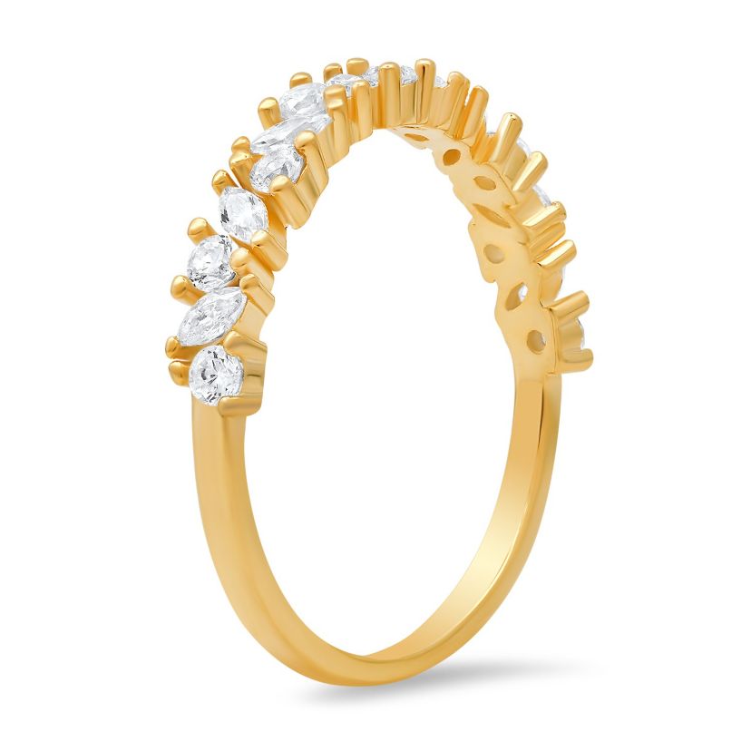 Lab Created Sterling Silver Marquise-cut CZ Band Ring