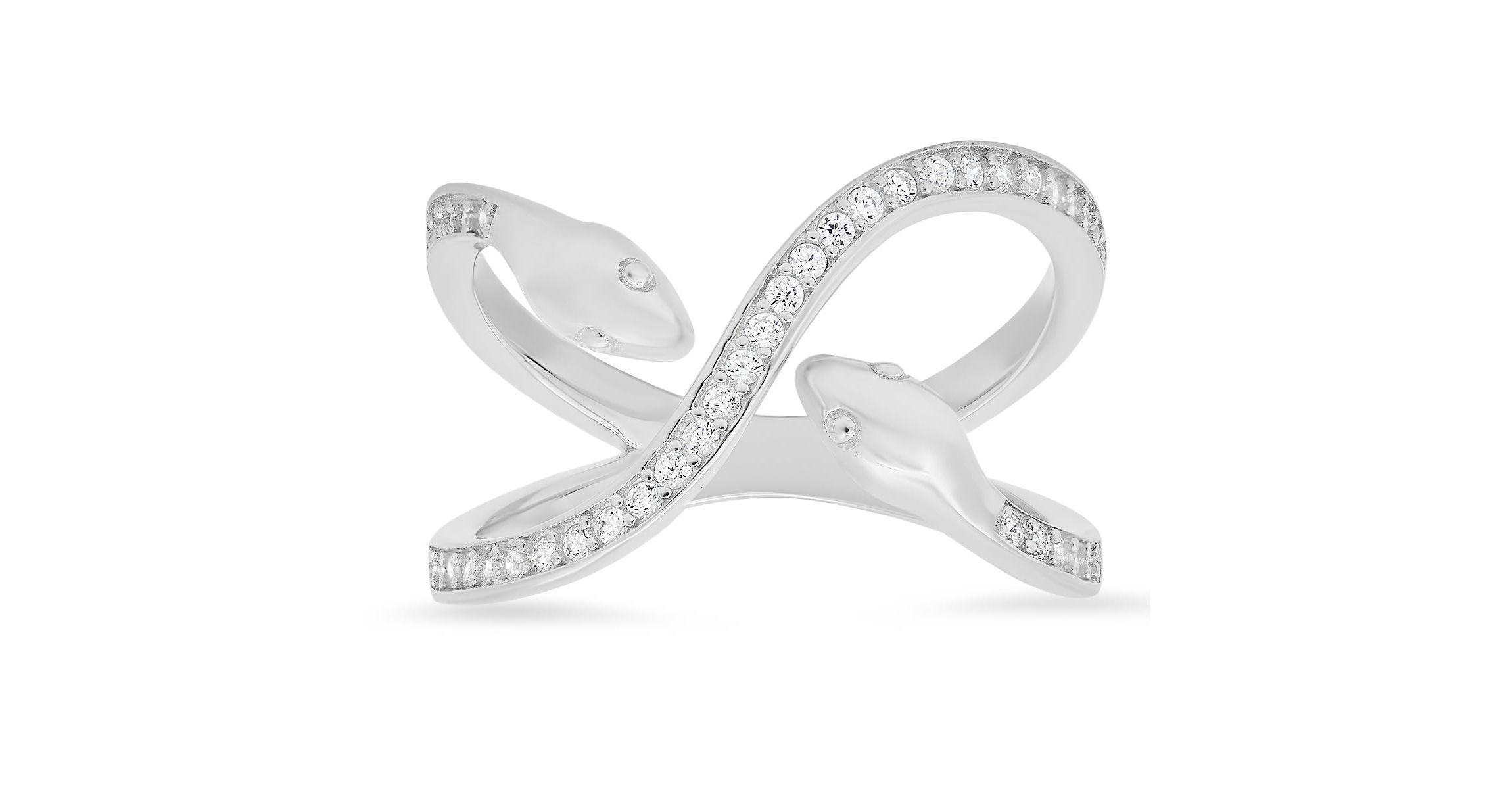 Lab Created Sterling Silver CZ Snake Ring