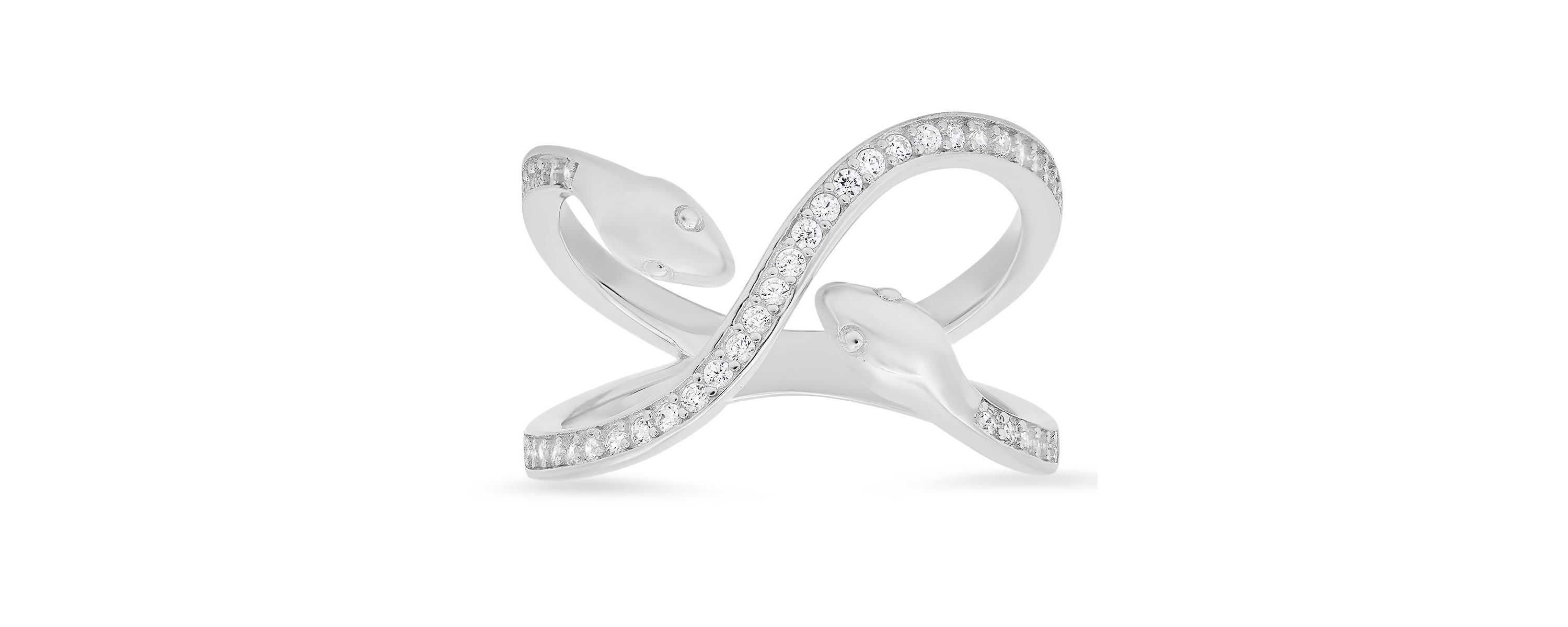 Lab Created Sterling Silver CZ Snake Ring