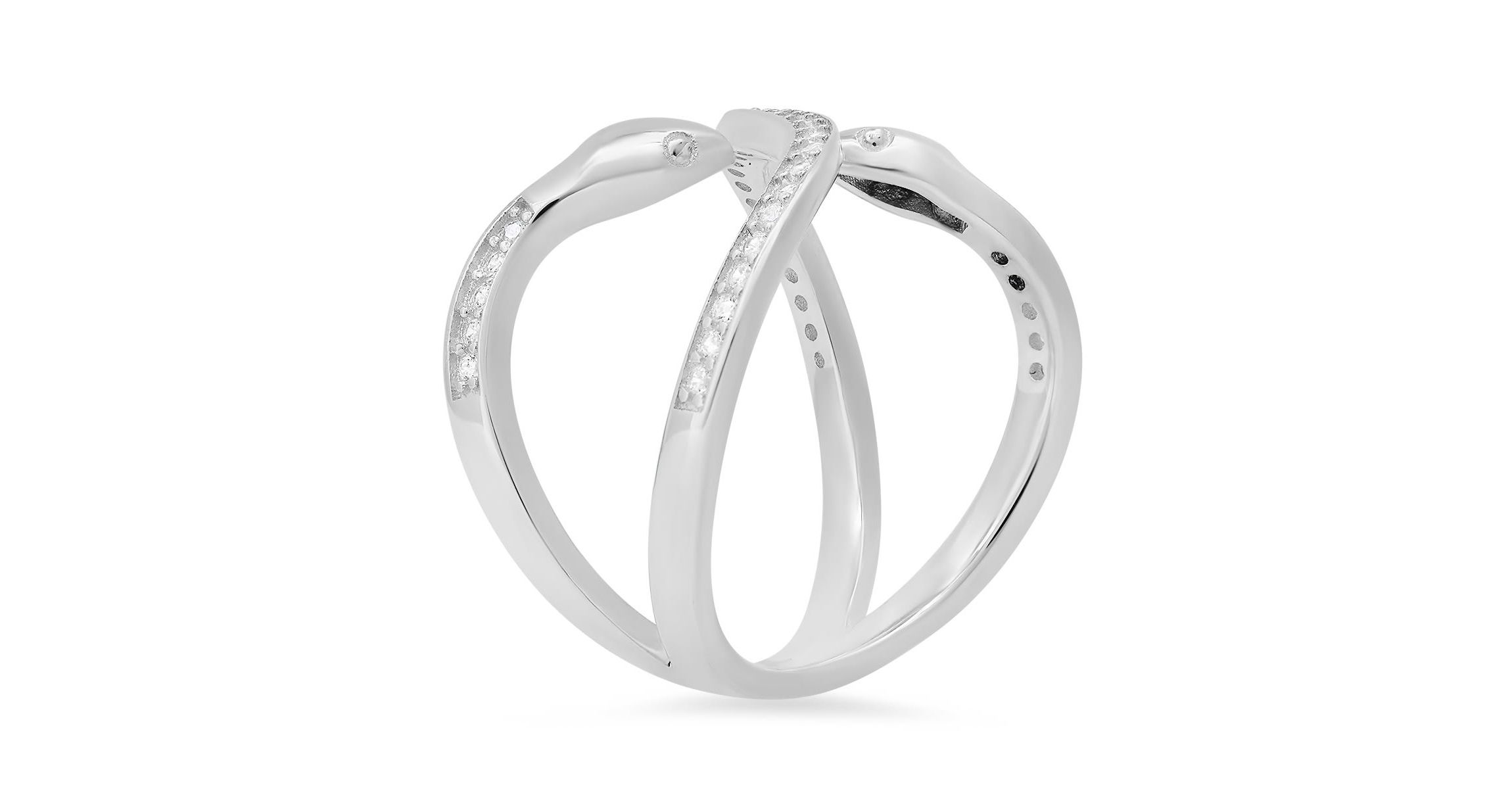 Lab Created Sterling Silver CZ Snake Ring
