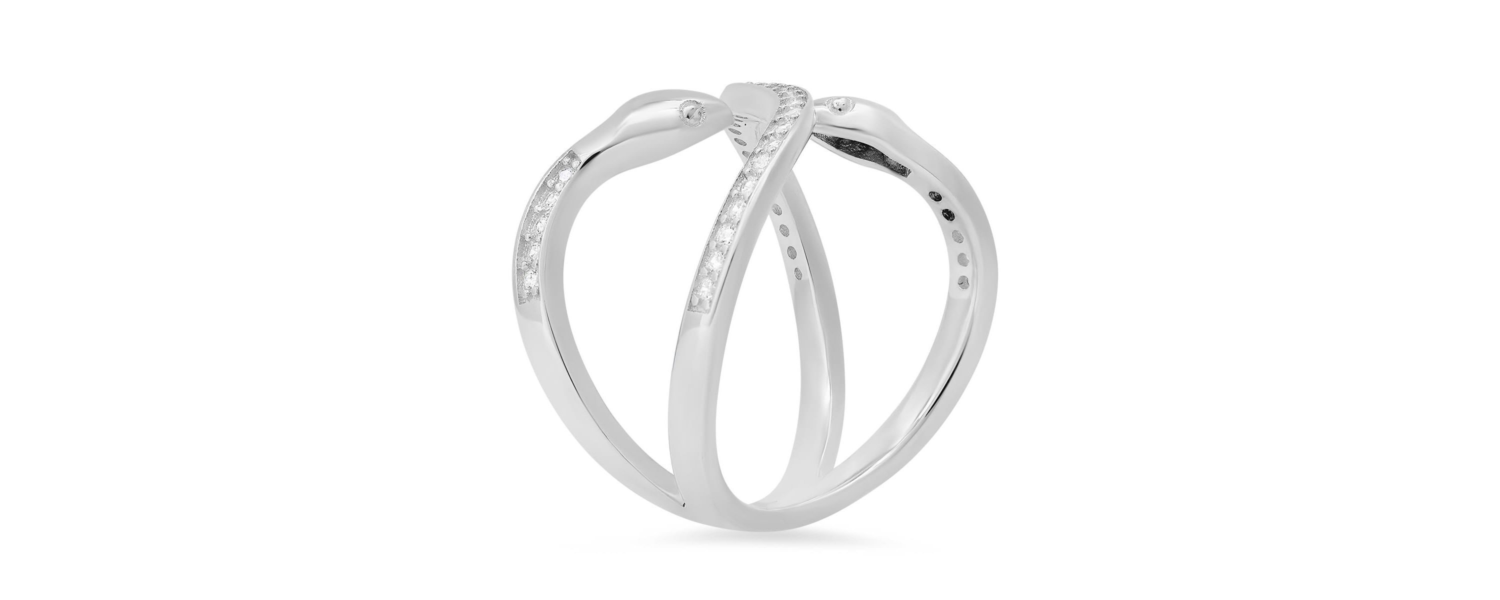 Lab Created Sterling Silver CZ Snake Ring