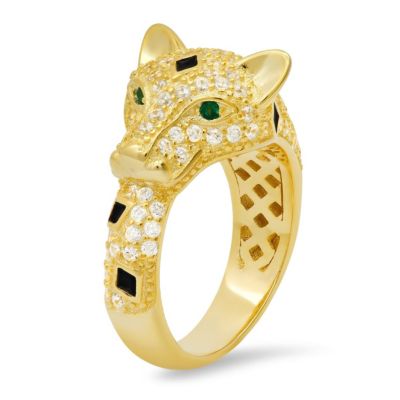 Kylie Harper Lab Created 14k Yellow Gold Over Silver CZ Panther Ring