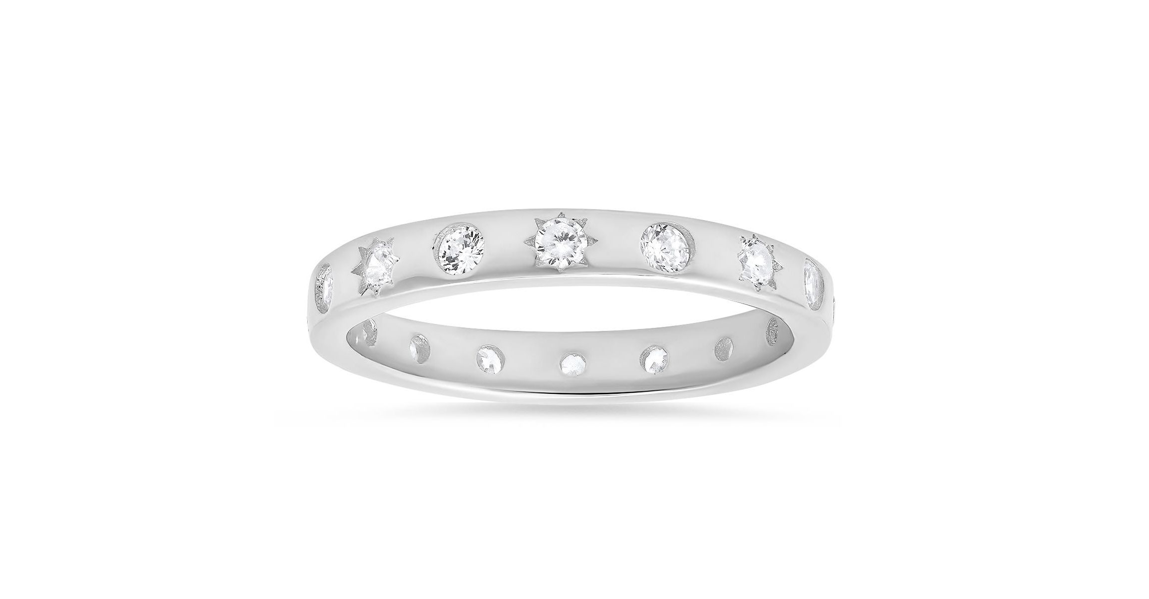 Lab Created Sterling Silver Celestial CZ Eternity Band Ring