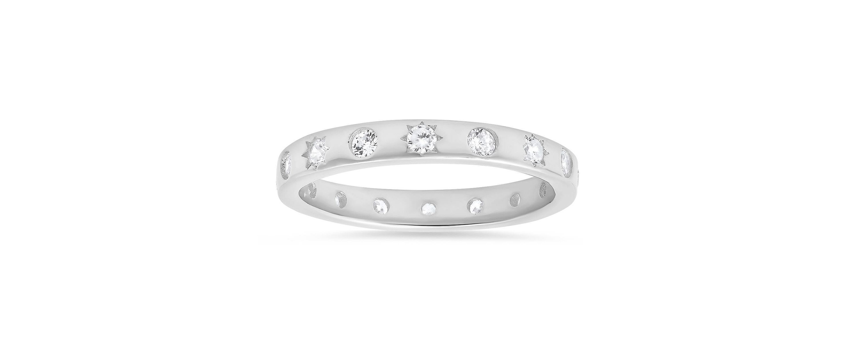 Lab Created Sterling Silver Celestial CZ Eternity Band Ring