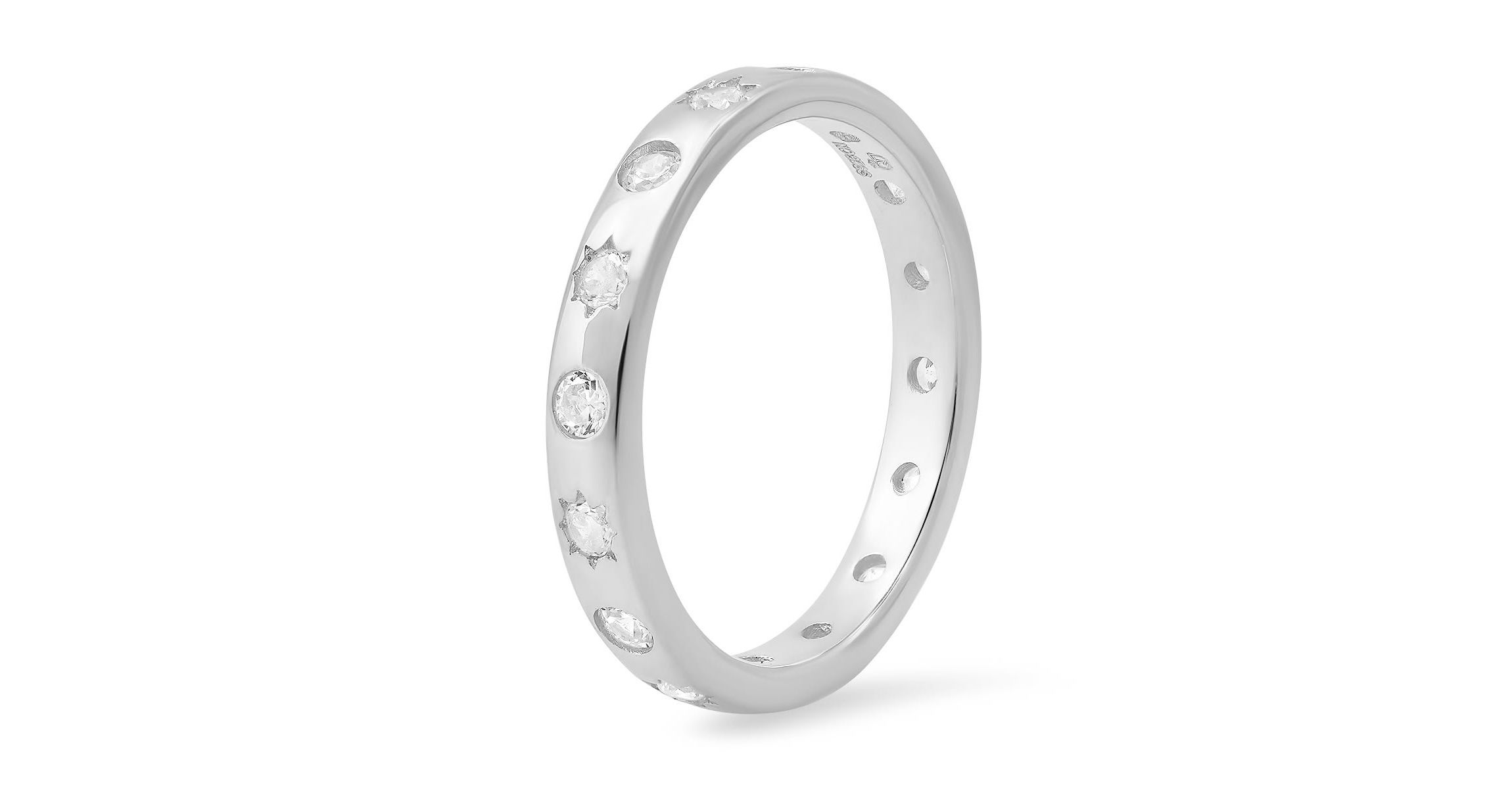 Lab Created Sterling Silver Celestial CZ Eternity Band Ring