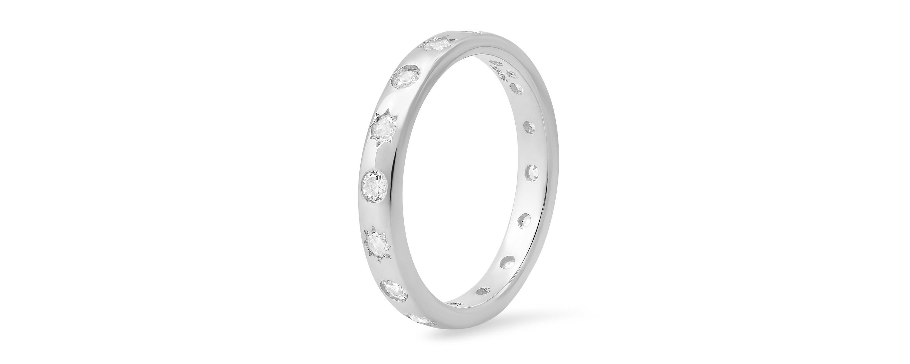 Lab Created Sterling Silver Celestial CZ Eternity Band Ring