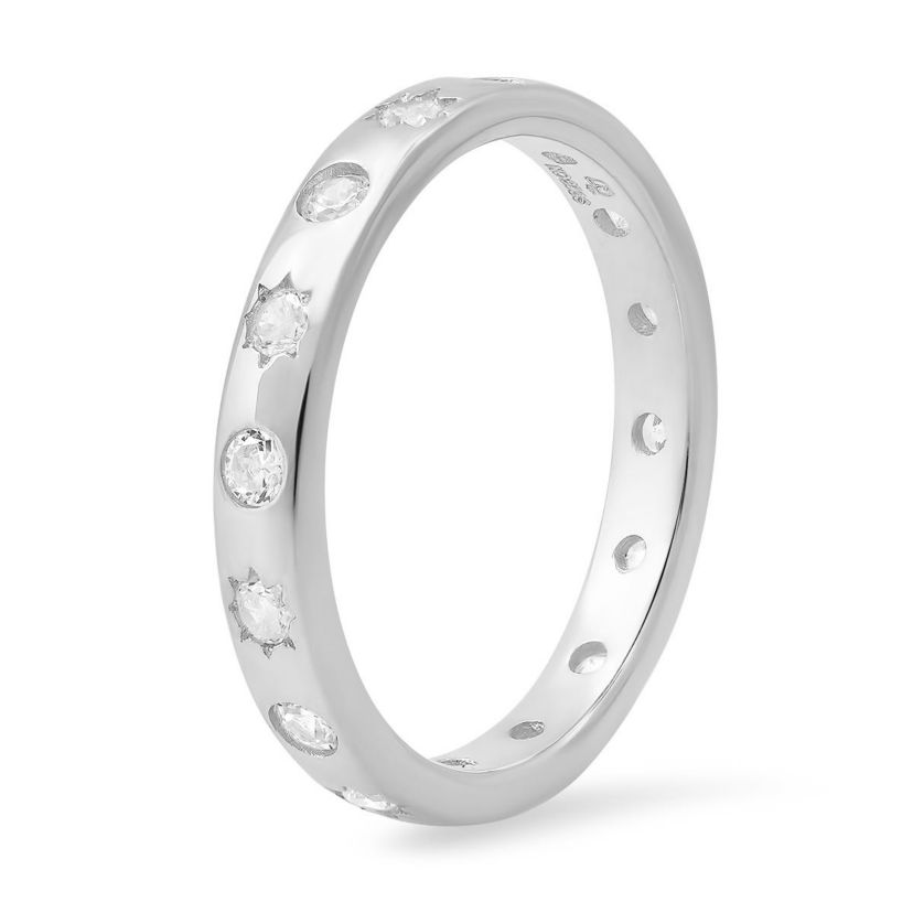 Lab Created Sterling Silver Celestial CZ Eternity Band Ring