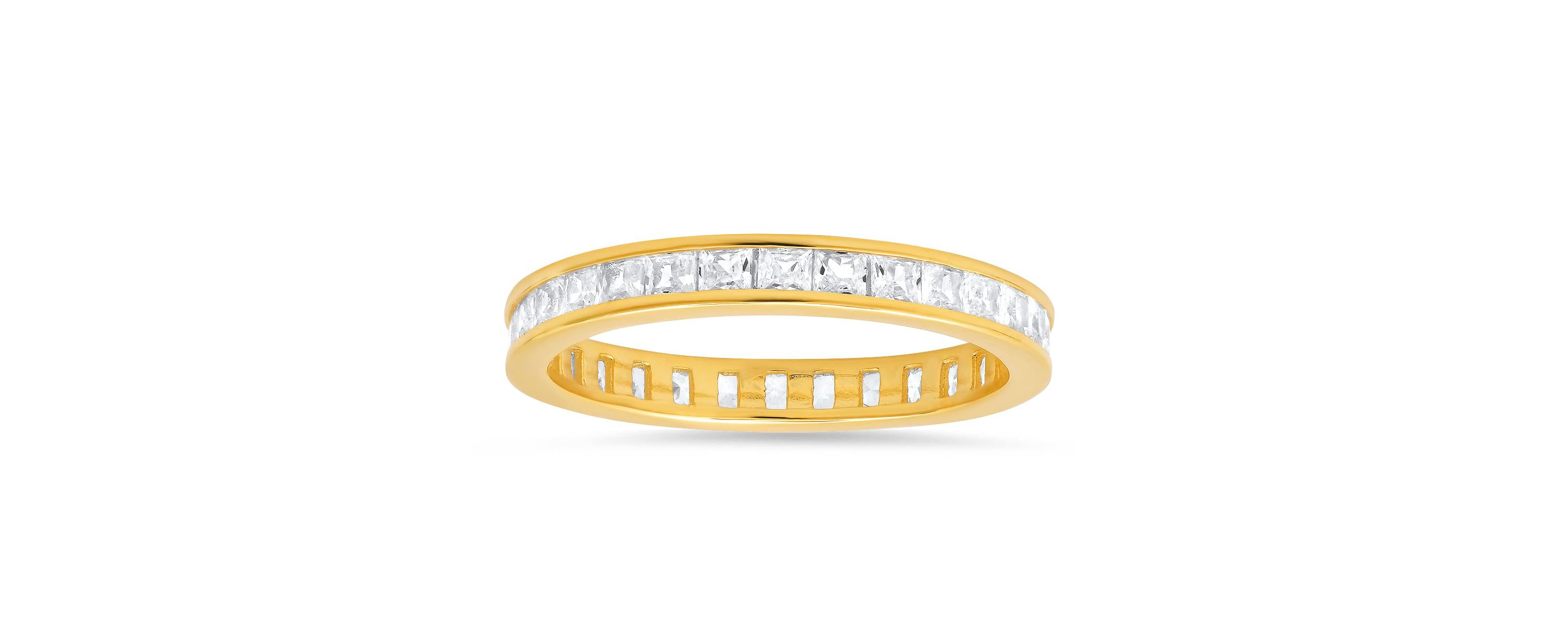 Lab Created Sterling Silver Princess-cut CZ Eternity Band Ring