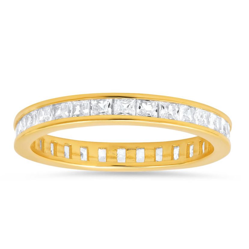Lab Created Sterling Silver Princess-cut CZ Eternity Band Ring