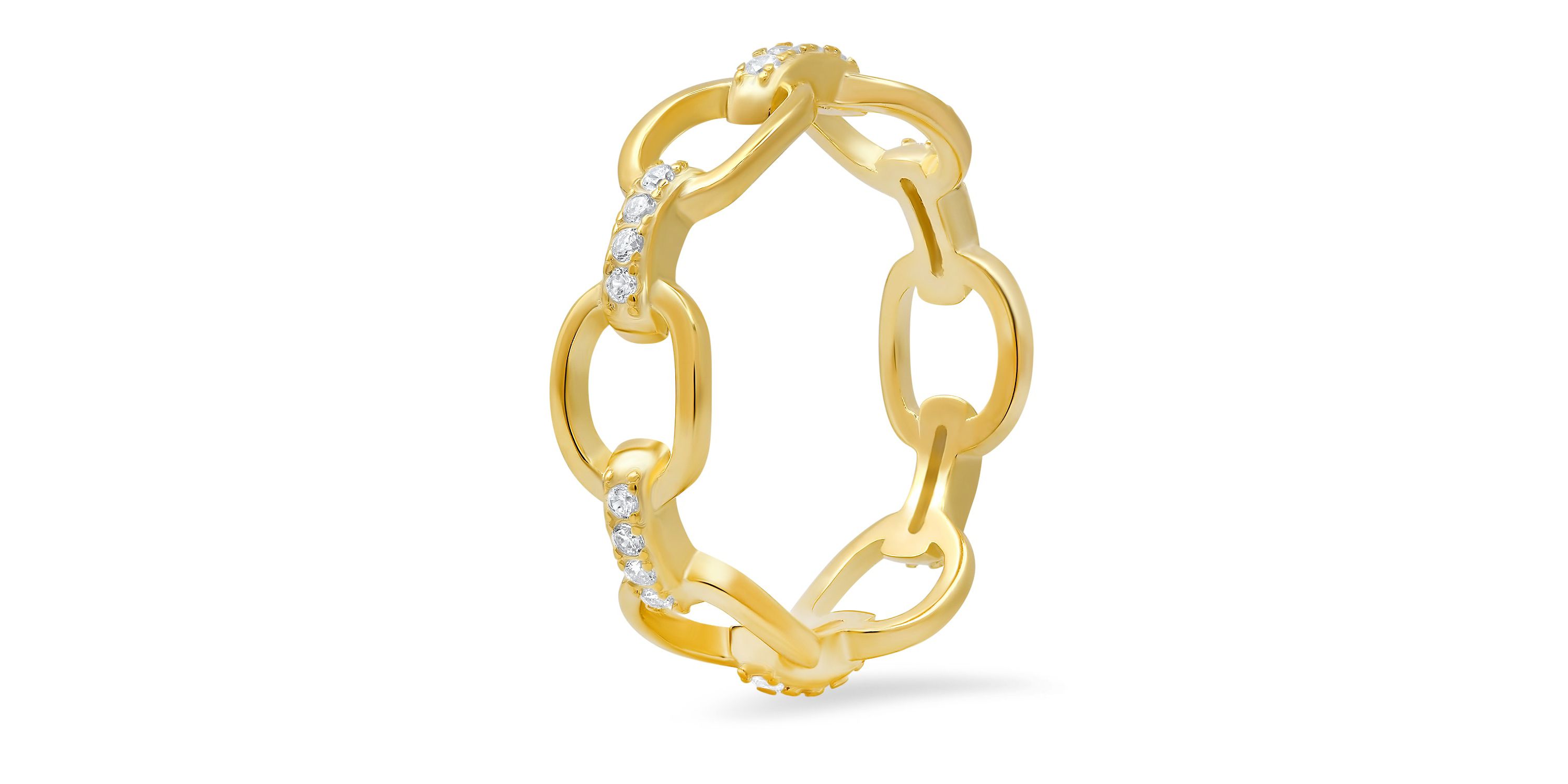 Lab Created Sterling Silver CZ Paper Clip Band Ring