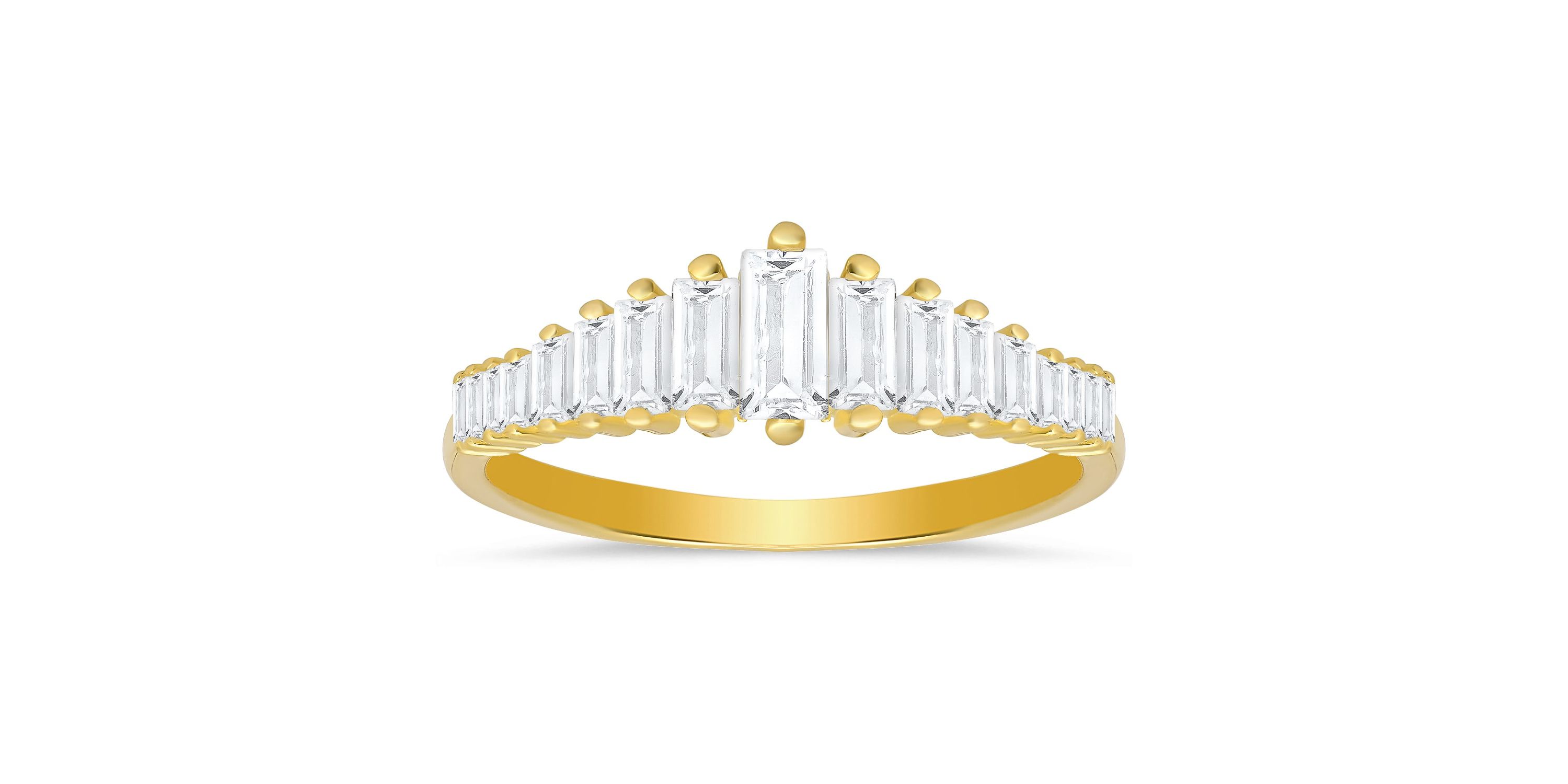 Lab Created Sterling Silver Art Deco Baguette-cut CZ Ring