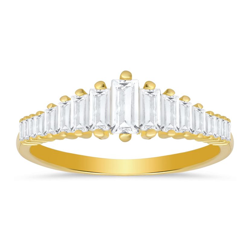 Lab Created Sterling Silver Art Deco Baguette-cut CZ Ring