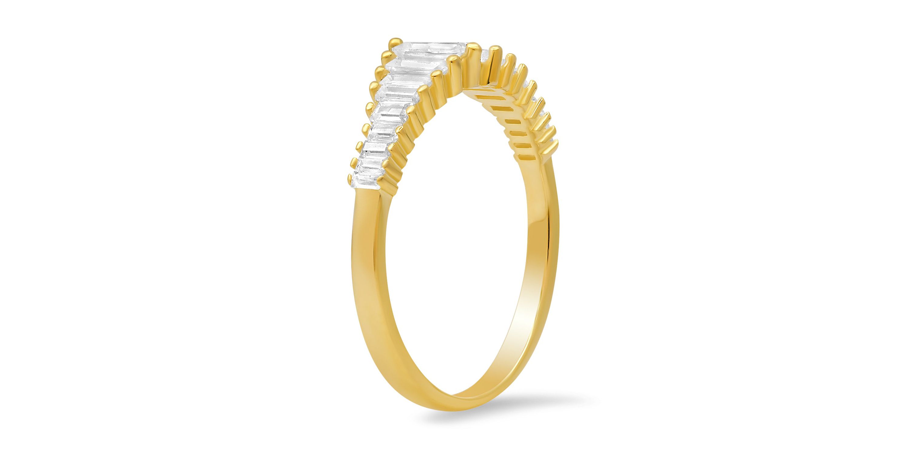 Lab Created Sterling Silver Art Deco Baguette-cut CZ Ring