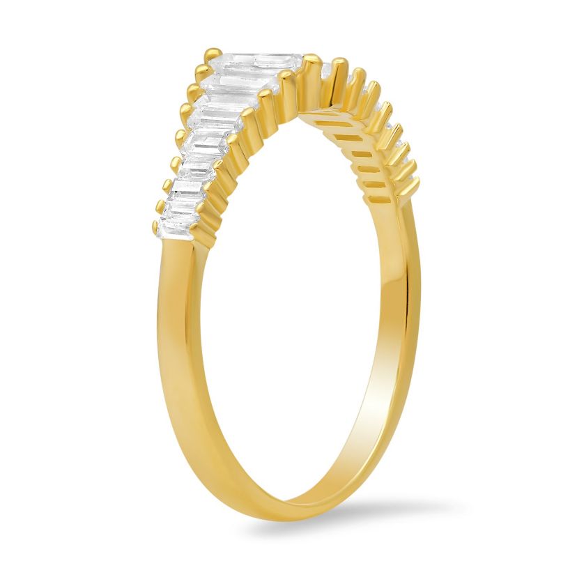 Lab Created Sterling Silver Art Deco Baguette-cut CZ Ring