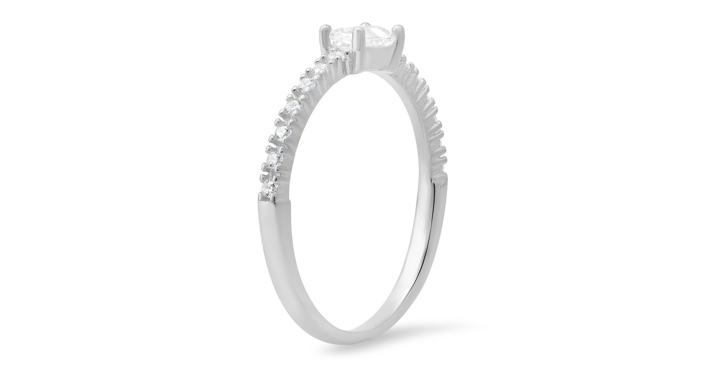 Lab Created Sterling Silver East/West Baguette-cut CZ Ring