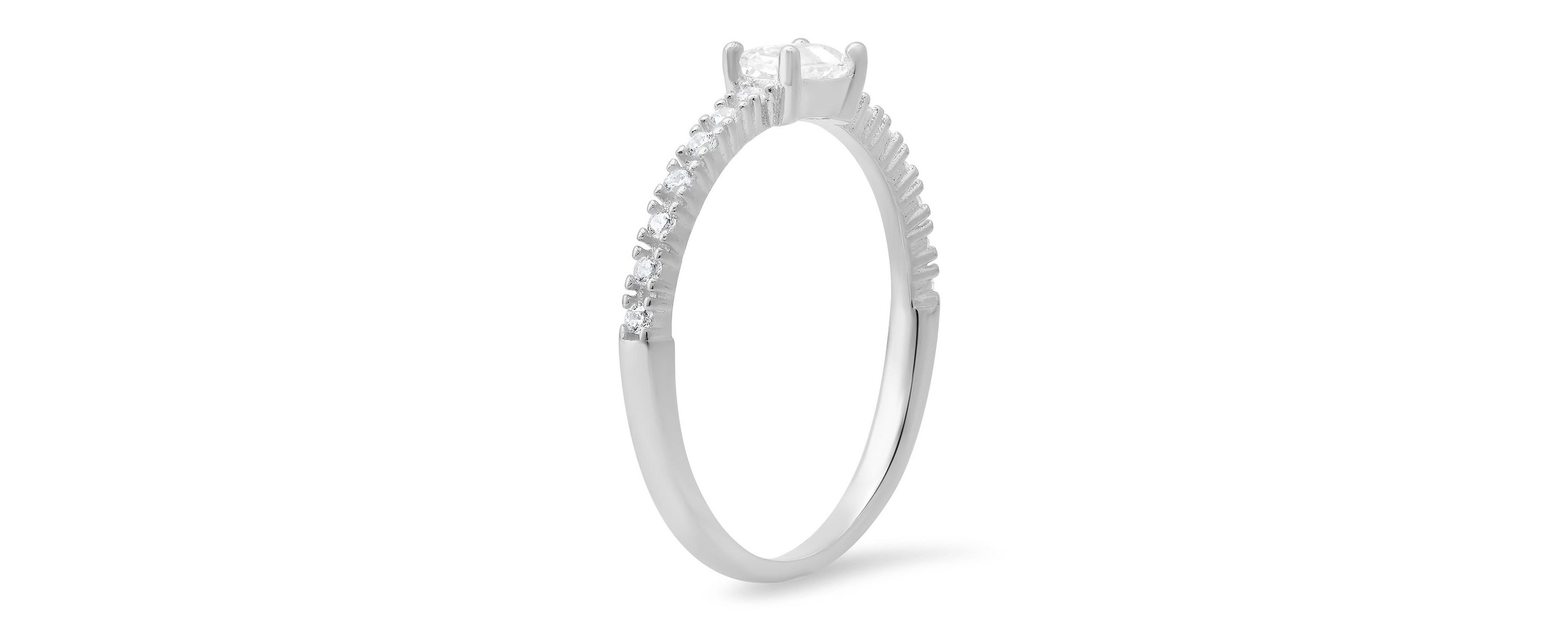 Lab Created Sterling Silver East/West Baguette-cut CZ Ring