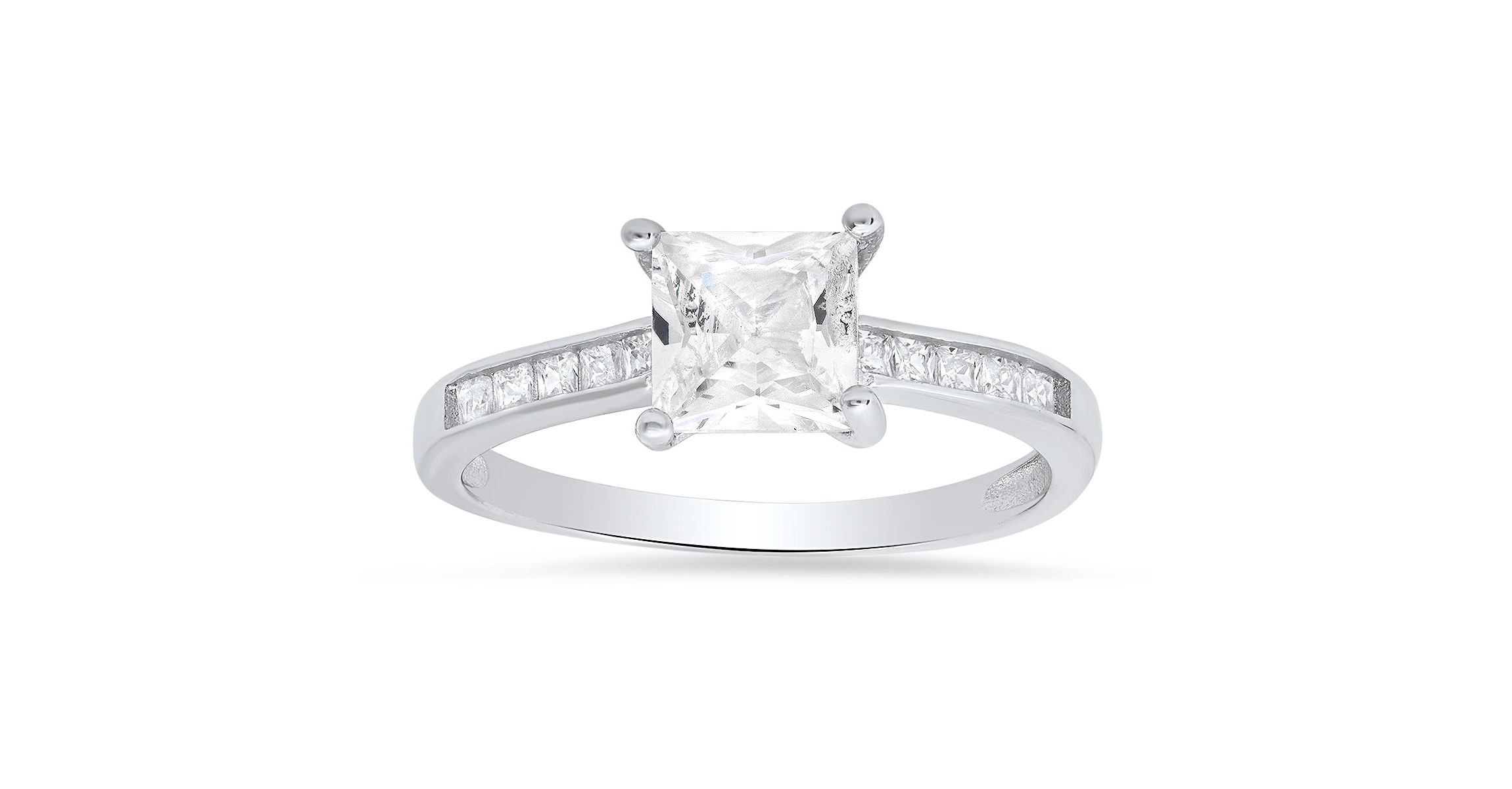 Lab Created Sterling Silver Princess-cut CZ Ring