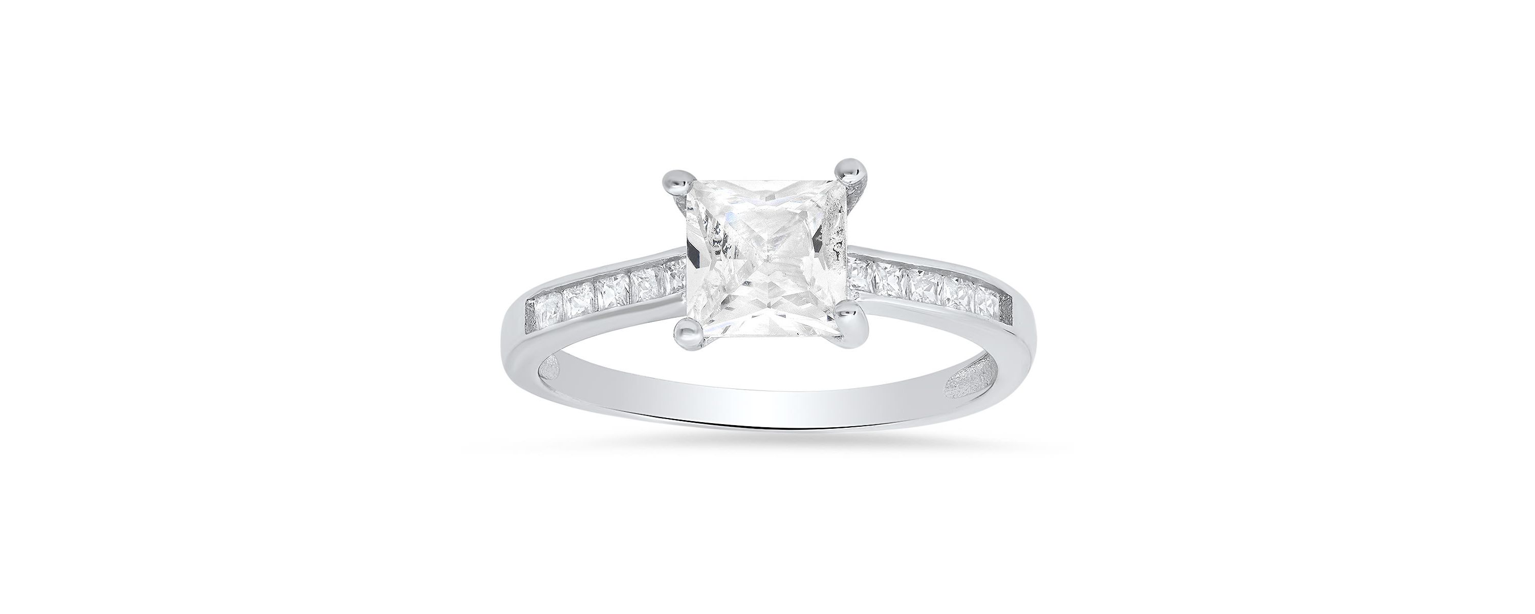 Lab Created Sterling Silver Princess-cut CZ Ring