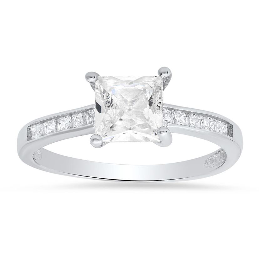 Lab Created Sterling Silver Princess-cut CZ Ring