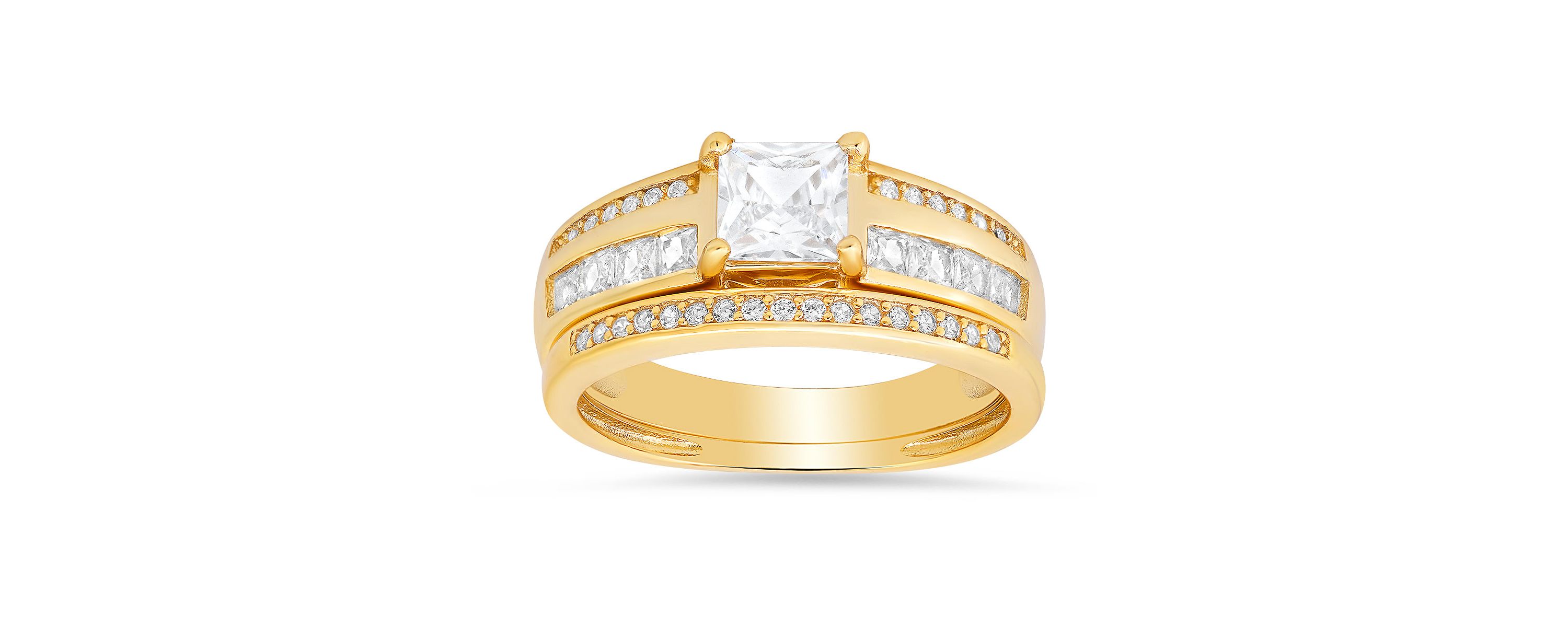 Lab Created Sterling Silver Princess-cut CZ 2pc Stackable Ring Set