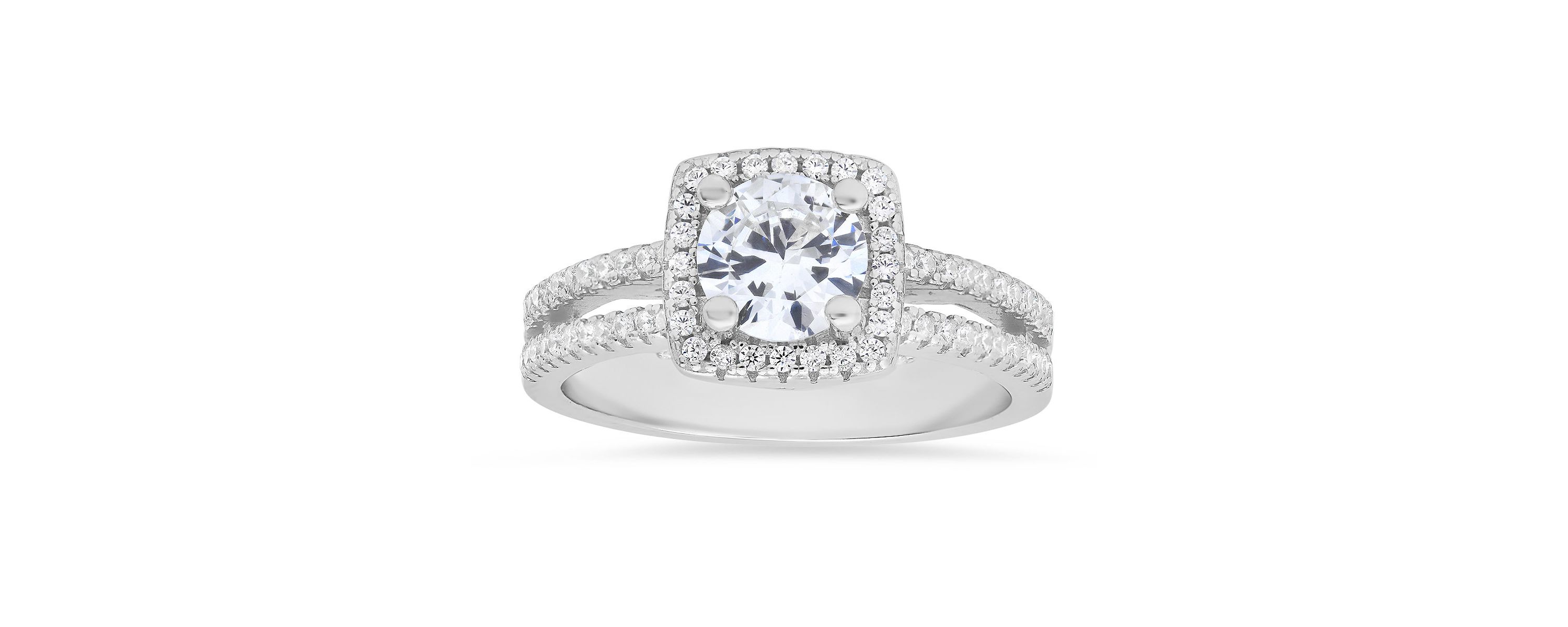 Lab Created Sterling Silver Round-cut Halo CZ Ring