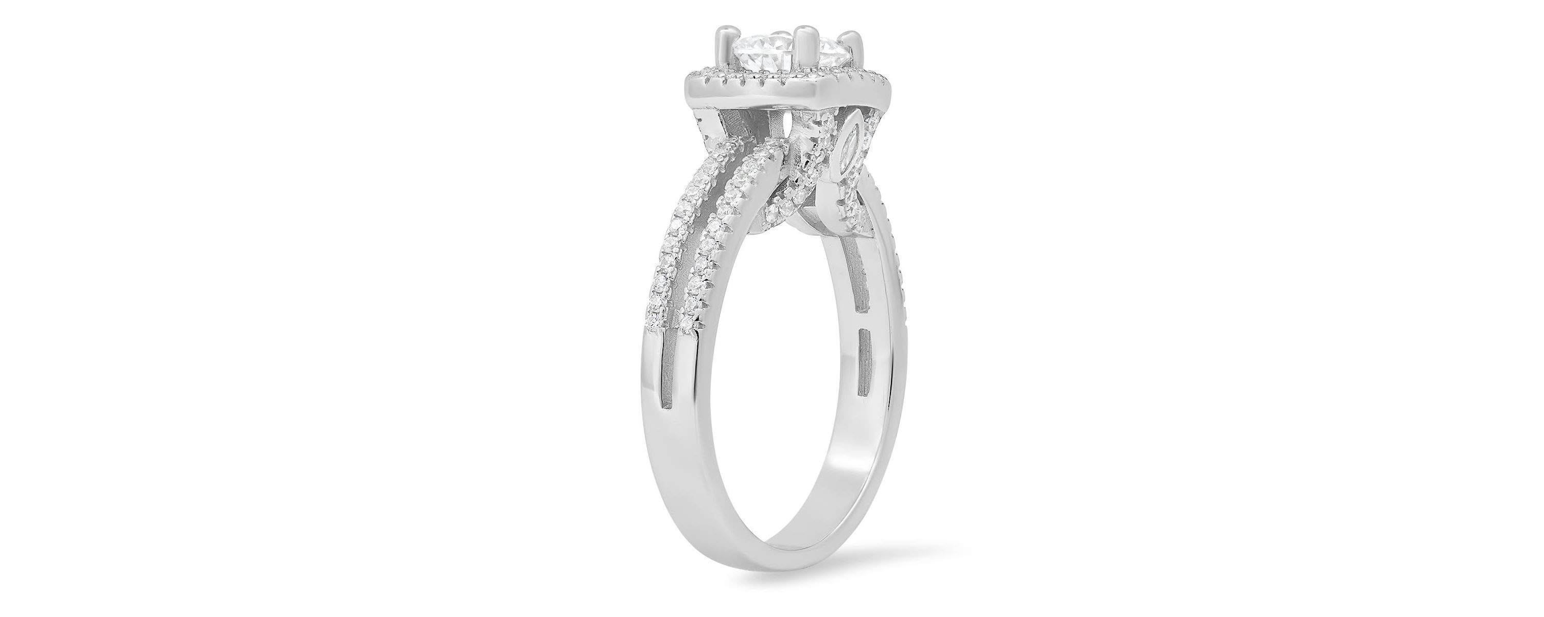 Lab Created Sterling Silver Round-cut Halo CZ Ring