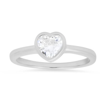 Kylie Harper Lab Created Sterling Silver Bezel-set Heart CZ Ring