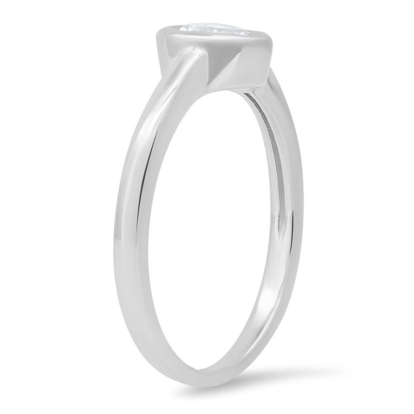 Lab Created Sterling Silver Bezel-set Heart CZ Ring