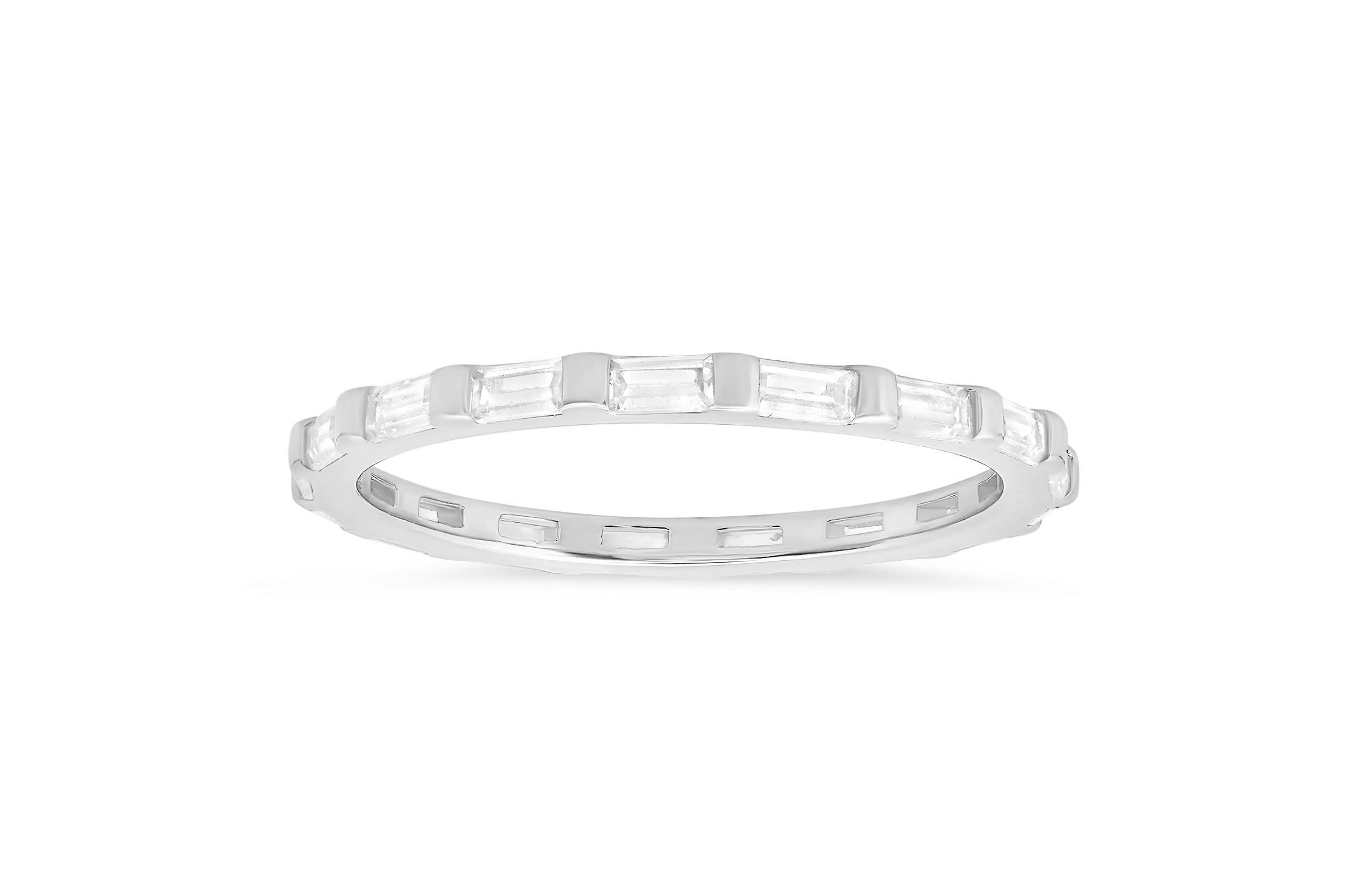 Lab Created Sterling Silver Baguette CZ Stackable Eternity Band Ring