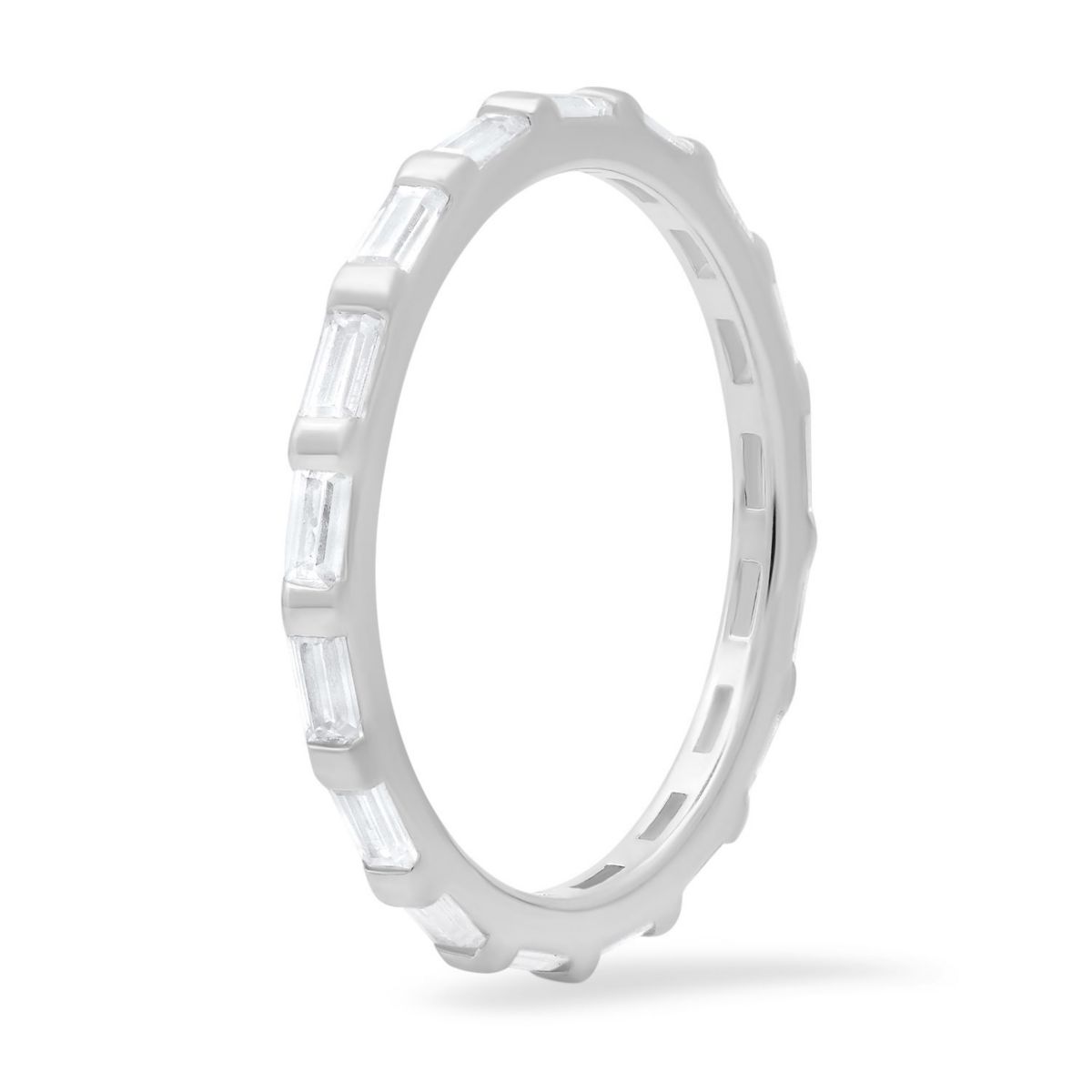 Lab Created Sterling Silver Baguette CZ Stackable Eternity Band Ring