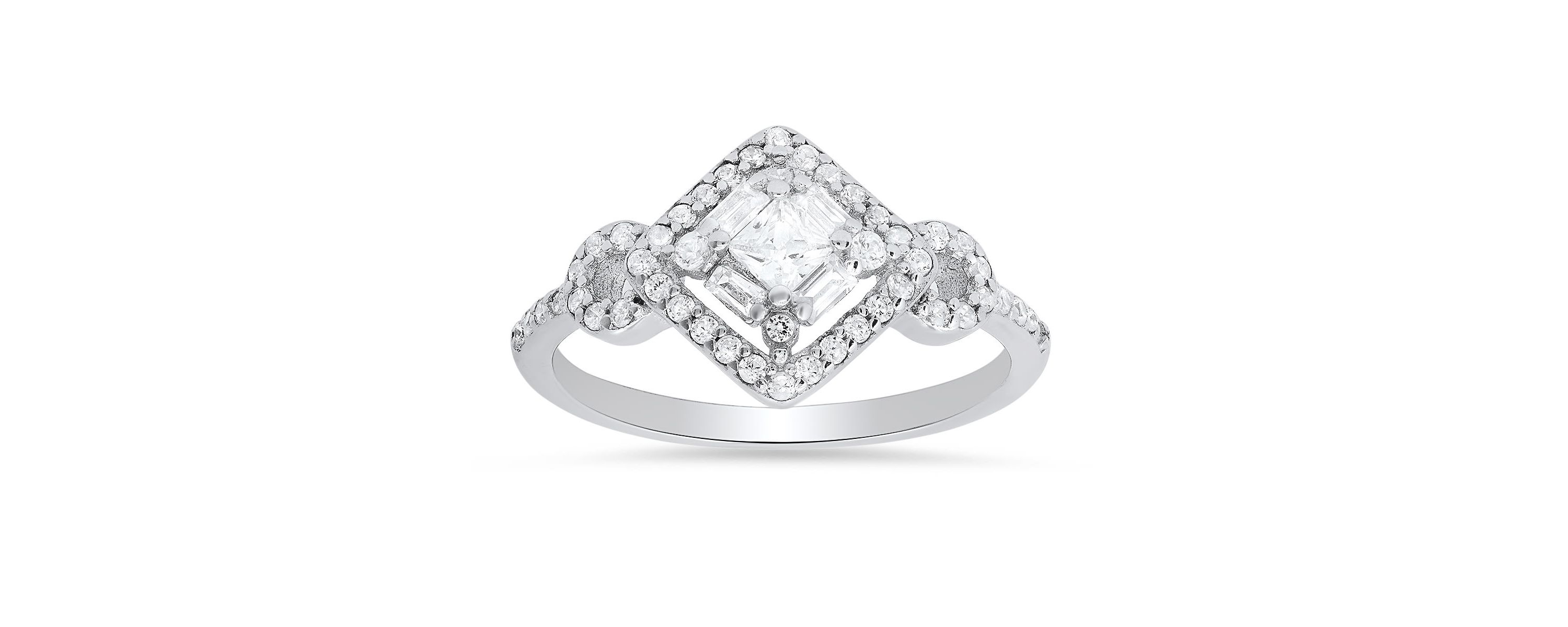 Lab Created Sterling Silver Multi-cut Halo CZ Ring
