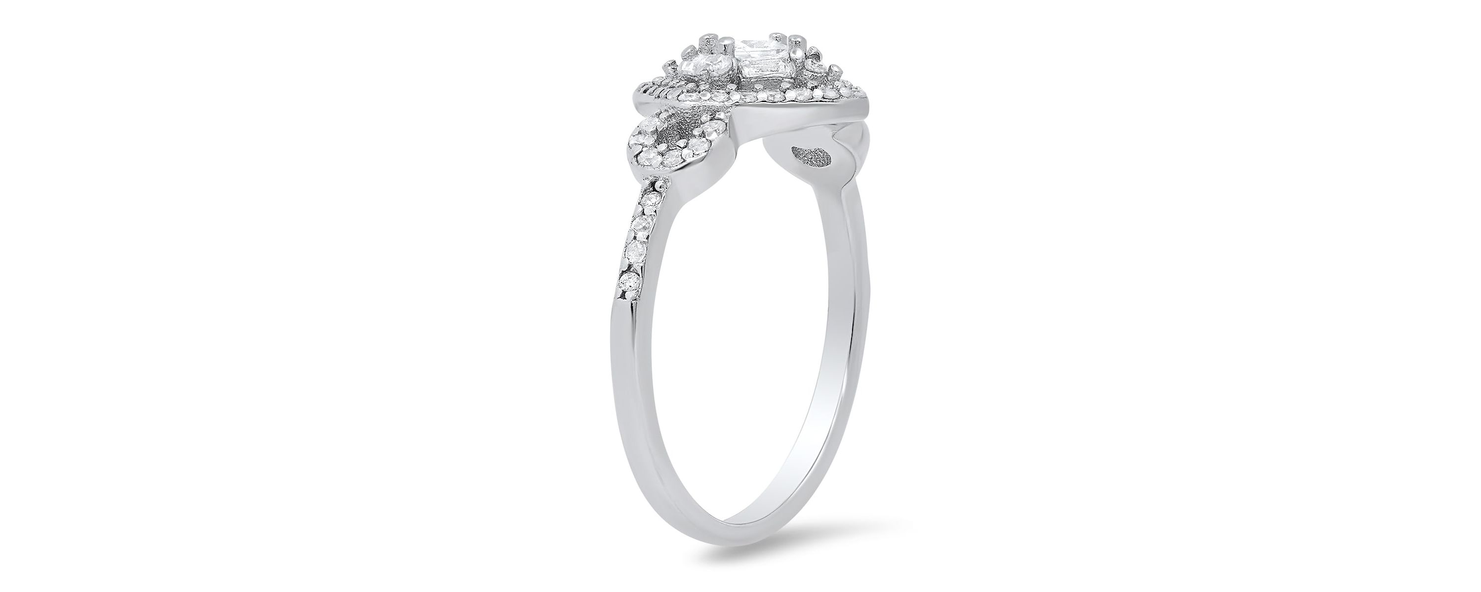 Lab Created Sterling Silver Multi-cut Halo CZ Ring
