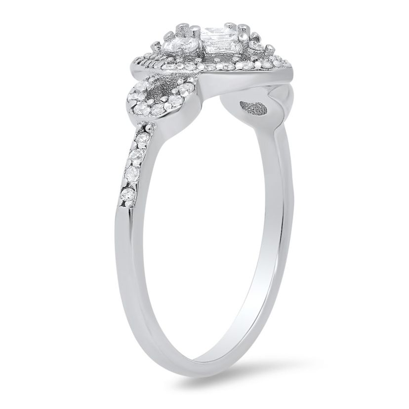 Lab Created Sterling Silver Multi-cut Halo CZ Ring