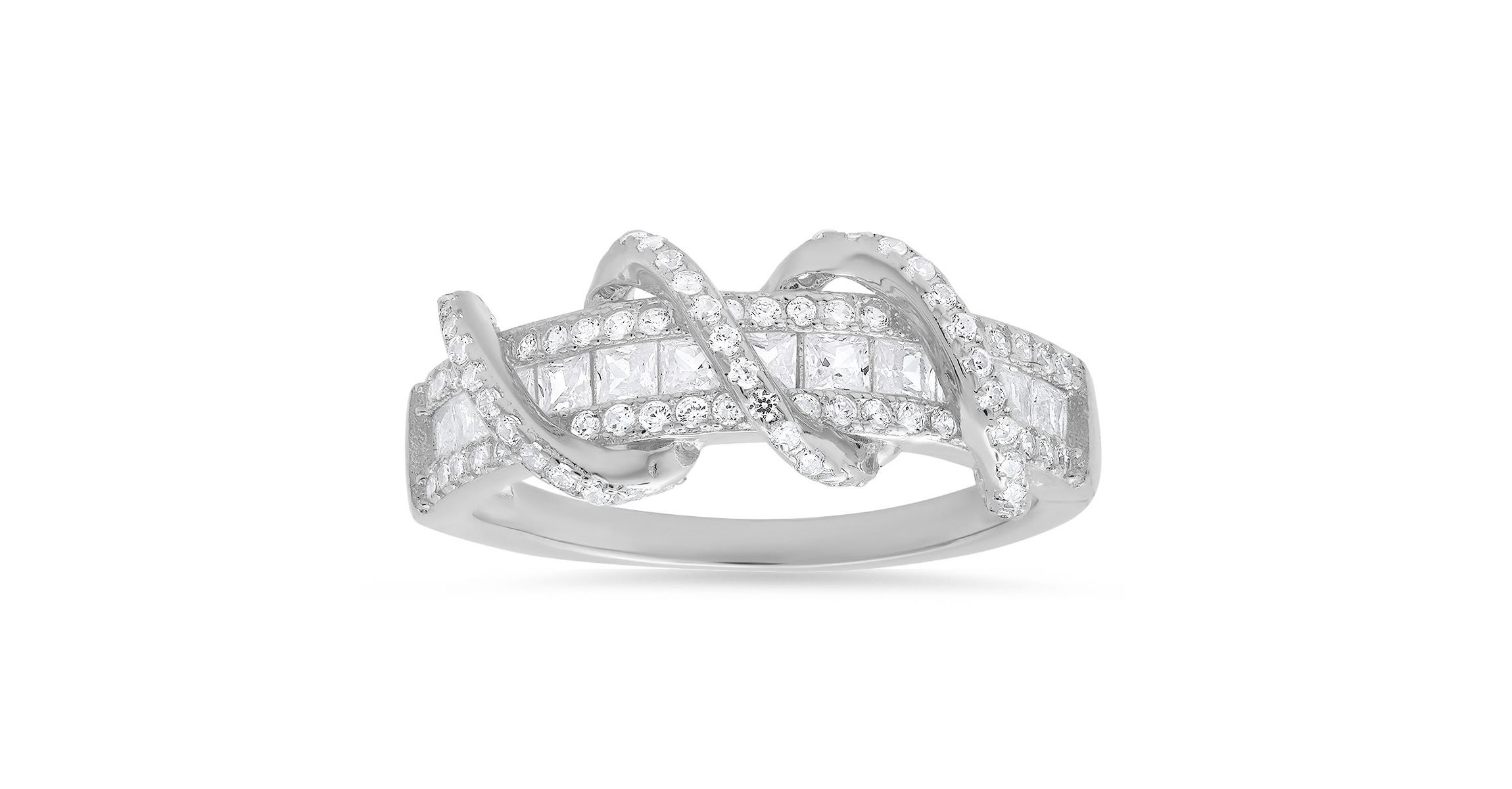 Lab Created Sterling Silver Exotic Twist CZ Band Ring
