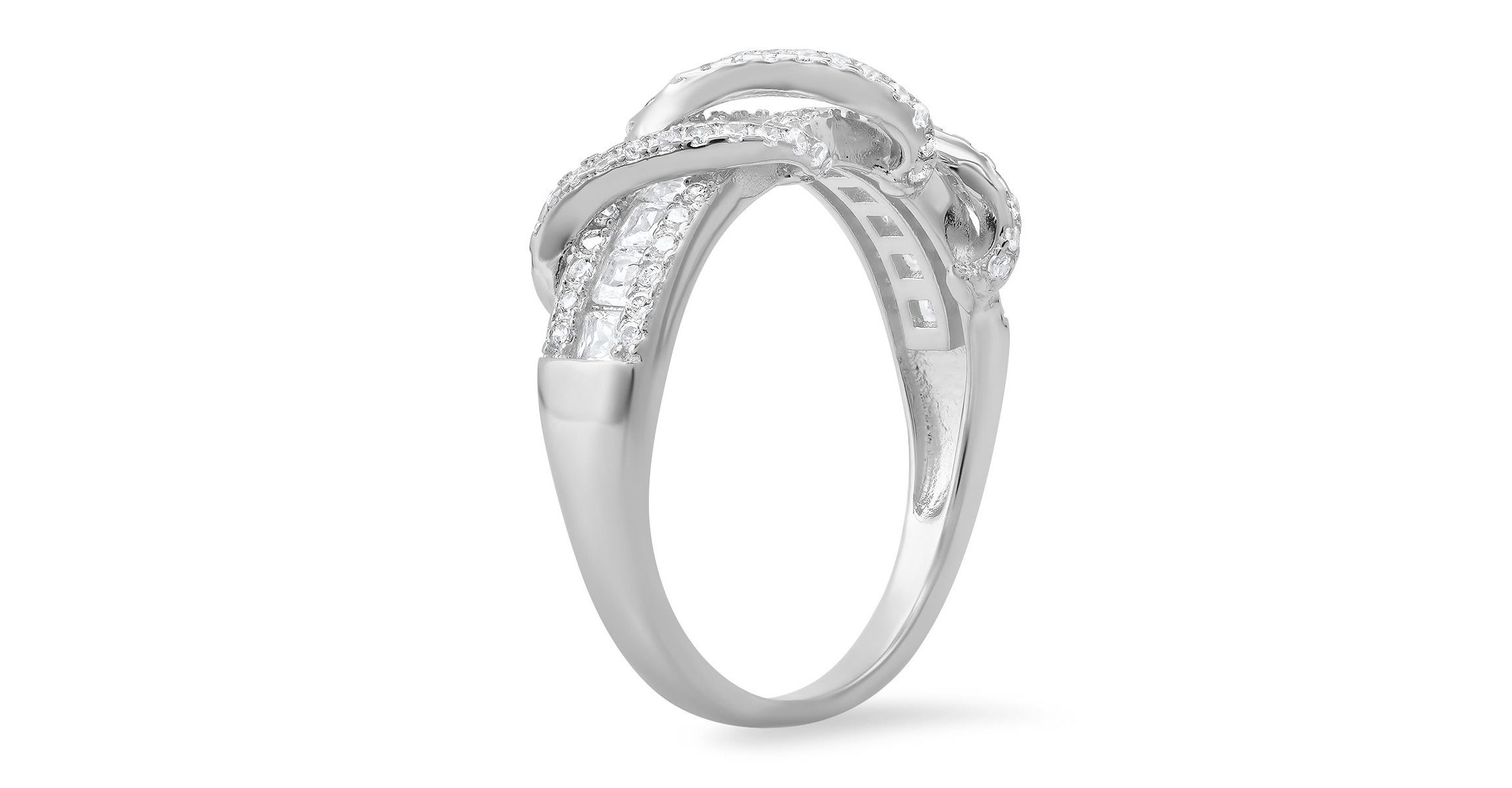Lab Created Sterling Silver Exotic Twist CZ Band Ring