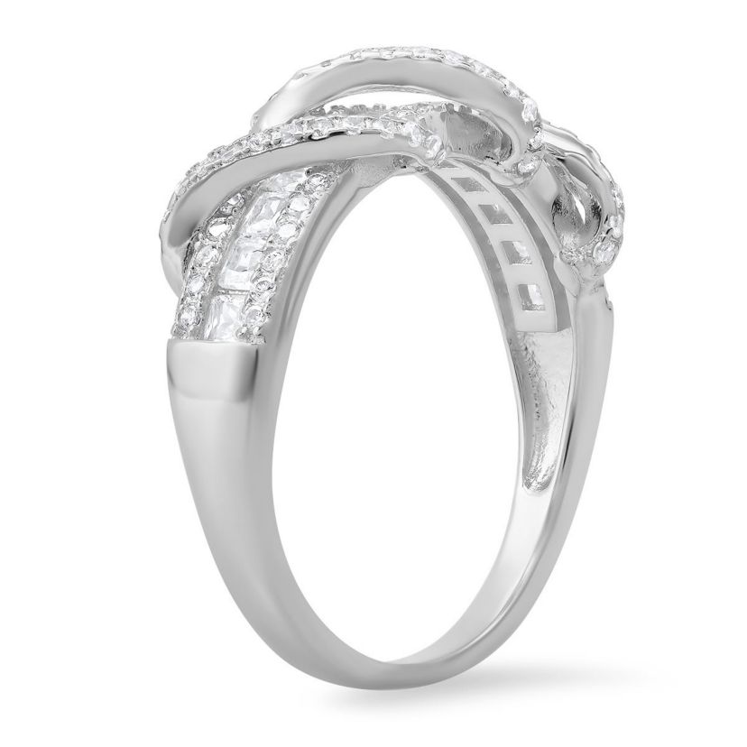 Lab Created Sterling Silver Exotic Twist CZ Band Ring
